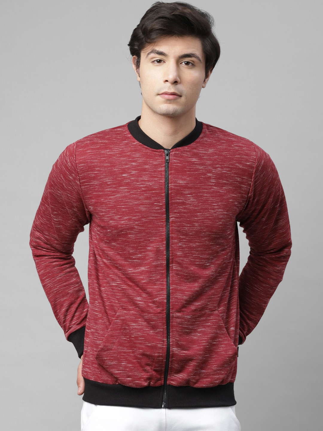 

Rigo Men Maroon Self Texture Fleece Sweatshirt