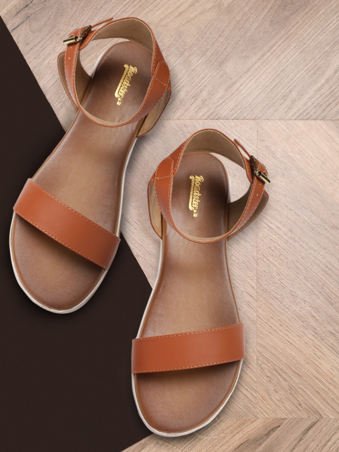 

The Roadster Lifestyle Co Women Tan Brown Solid Open Toe Flats