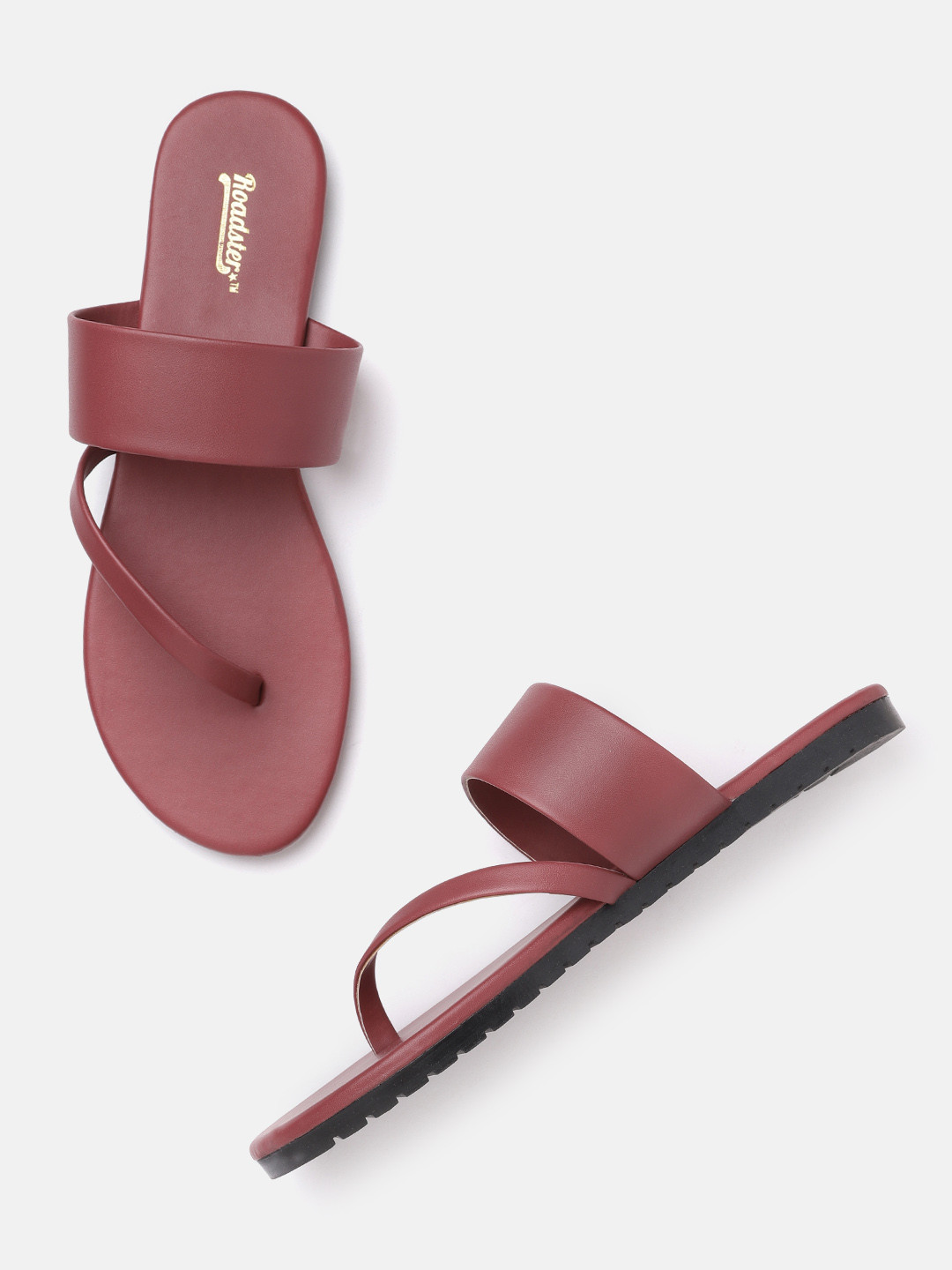 

The Roadster Lifestyle Co Women Maroon Solid Open Toe Flats