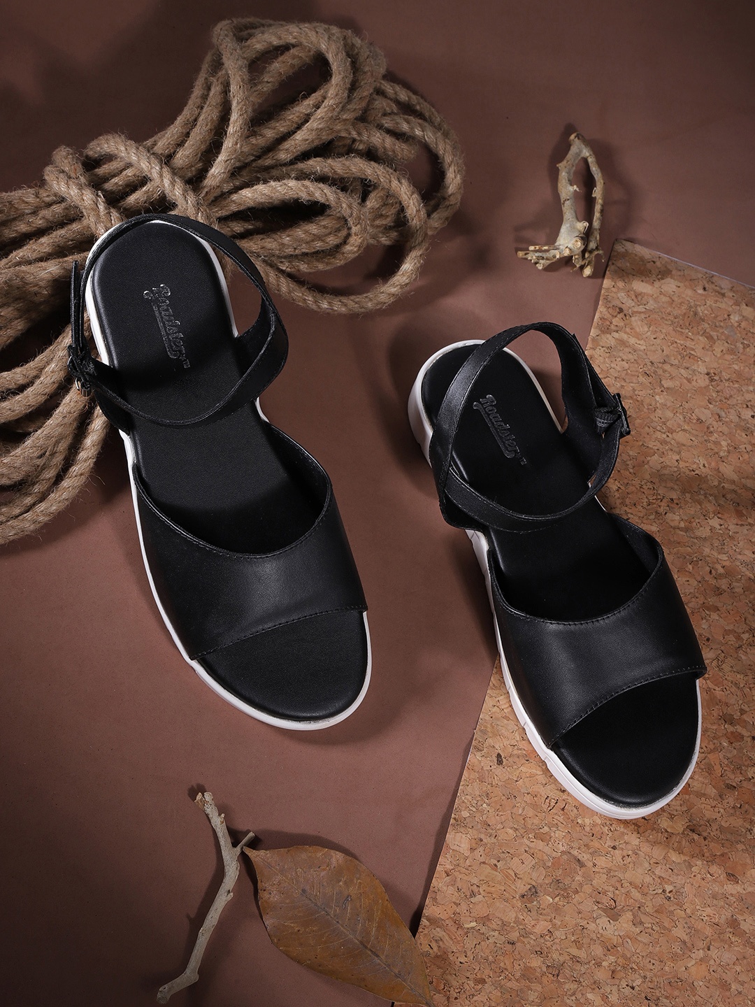 

Roadster Women Black Solid Open Toe Flats