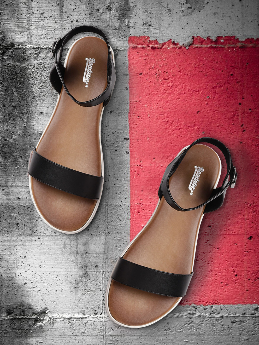 

The Roadster Lifestyle Co Women Black Solid Open Toe Flats
