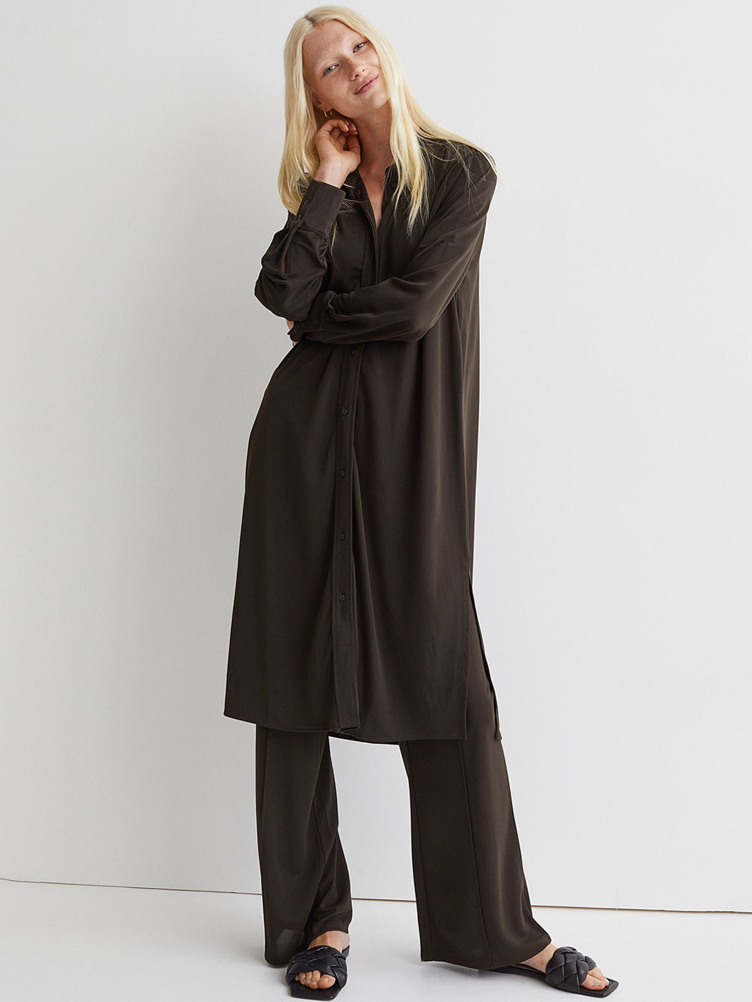 

H&M Woman Green Jersey shirt dress