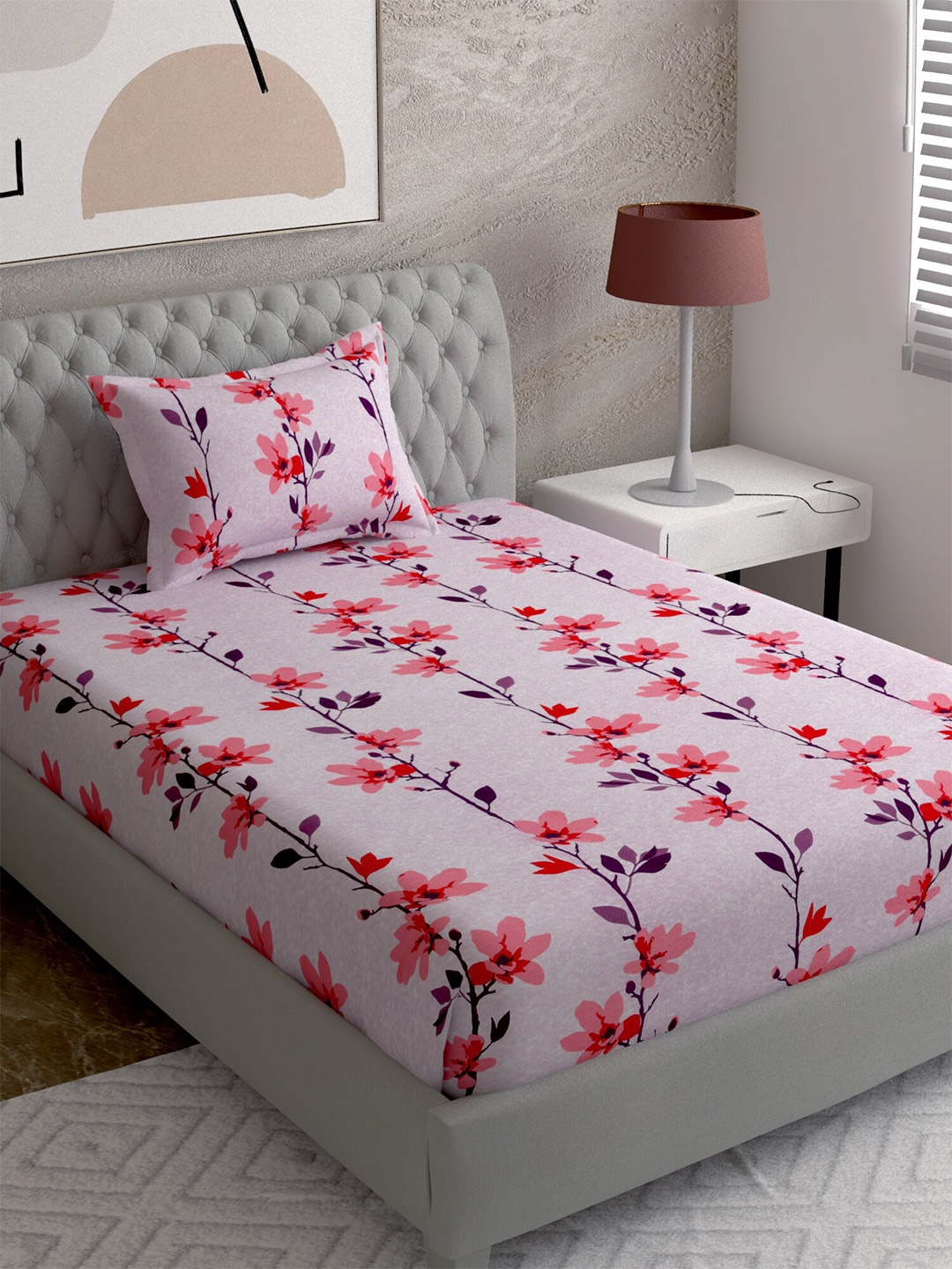 

EverHOME Multi Printed 144 TC Single Bedsheet with 1 Pillow Covers