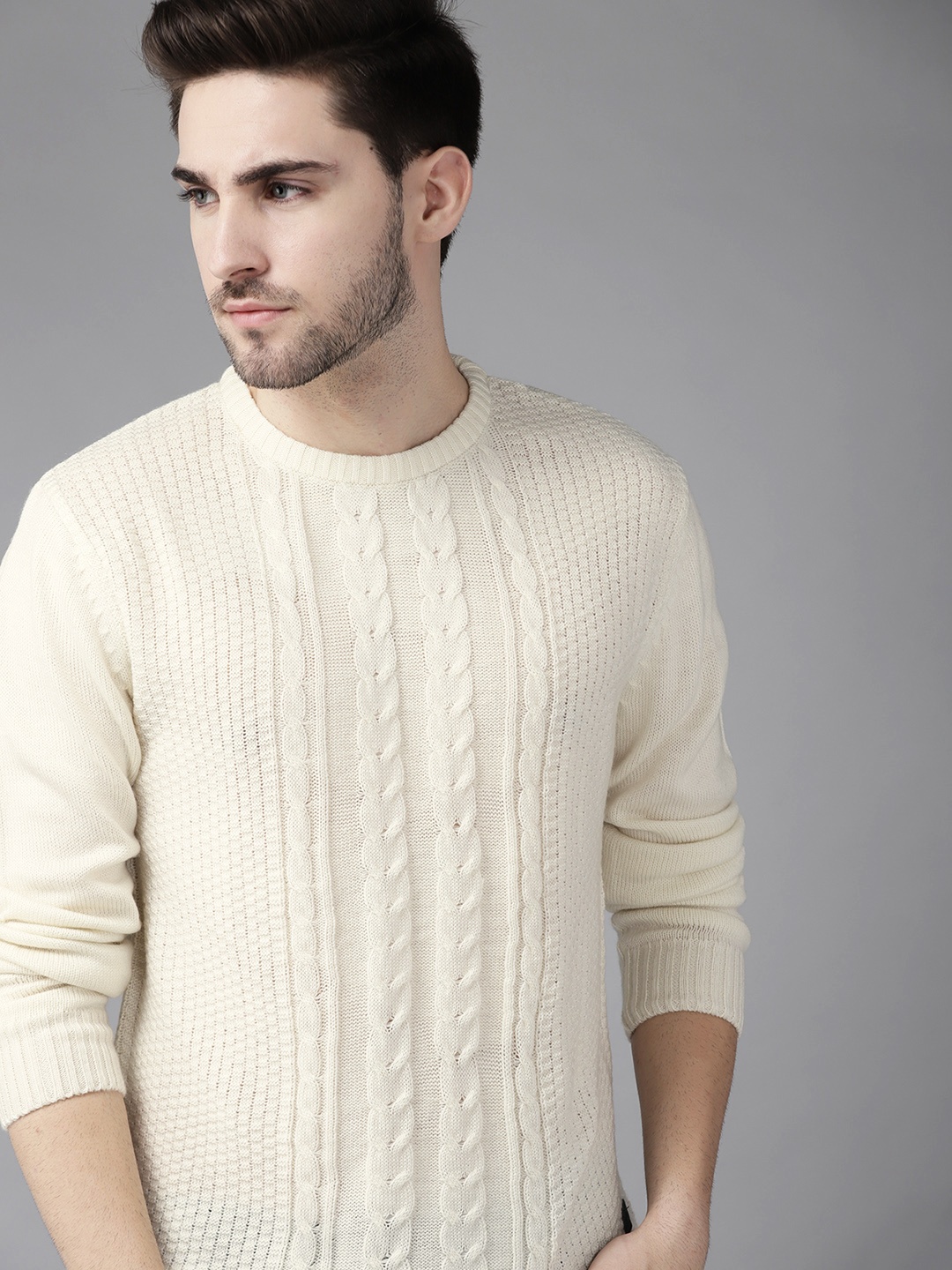 

The Roadster Lifestyle Co Men Off White Pullover