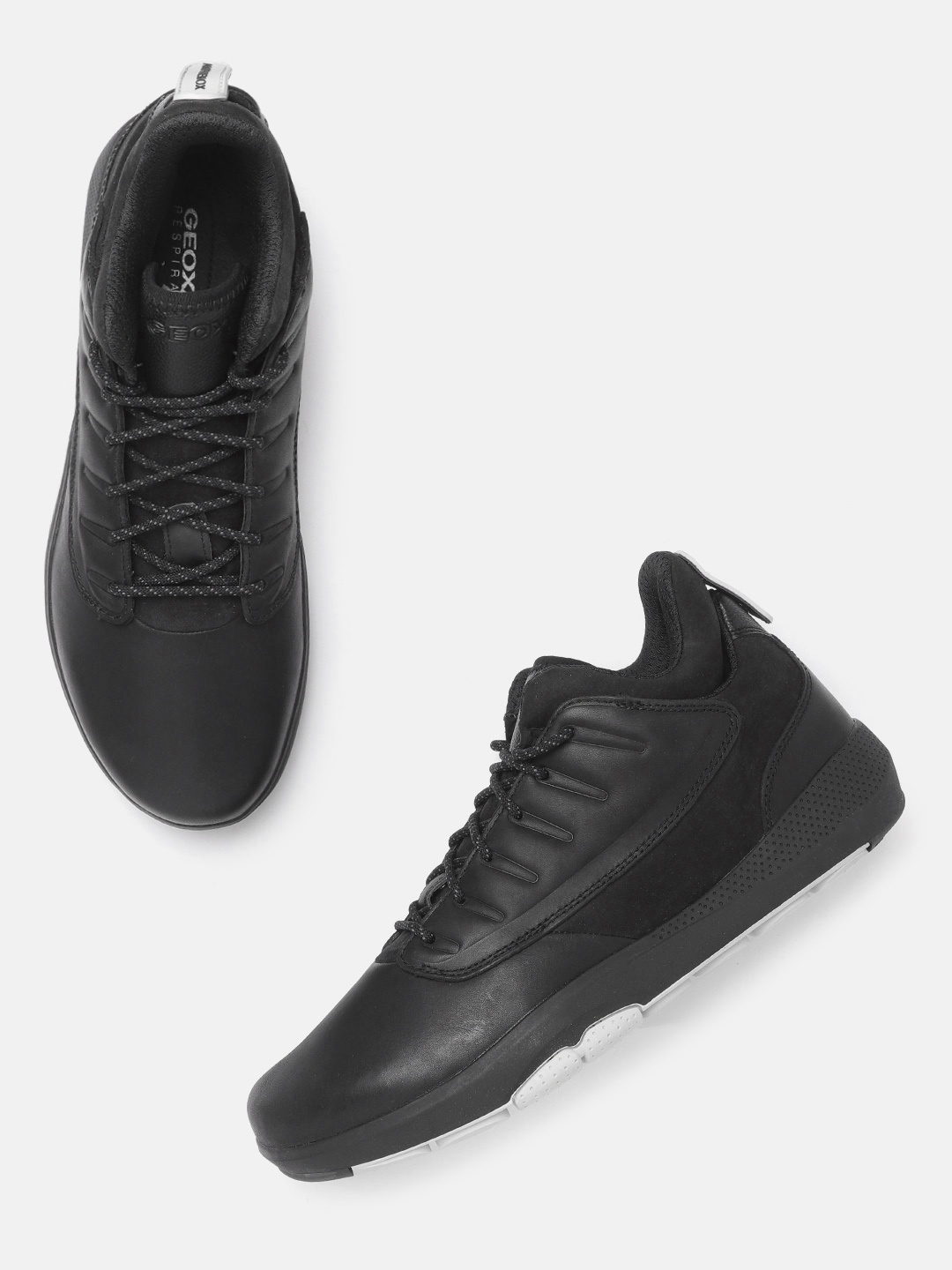 

Geox Men Black Leather Sneakers