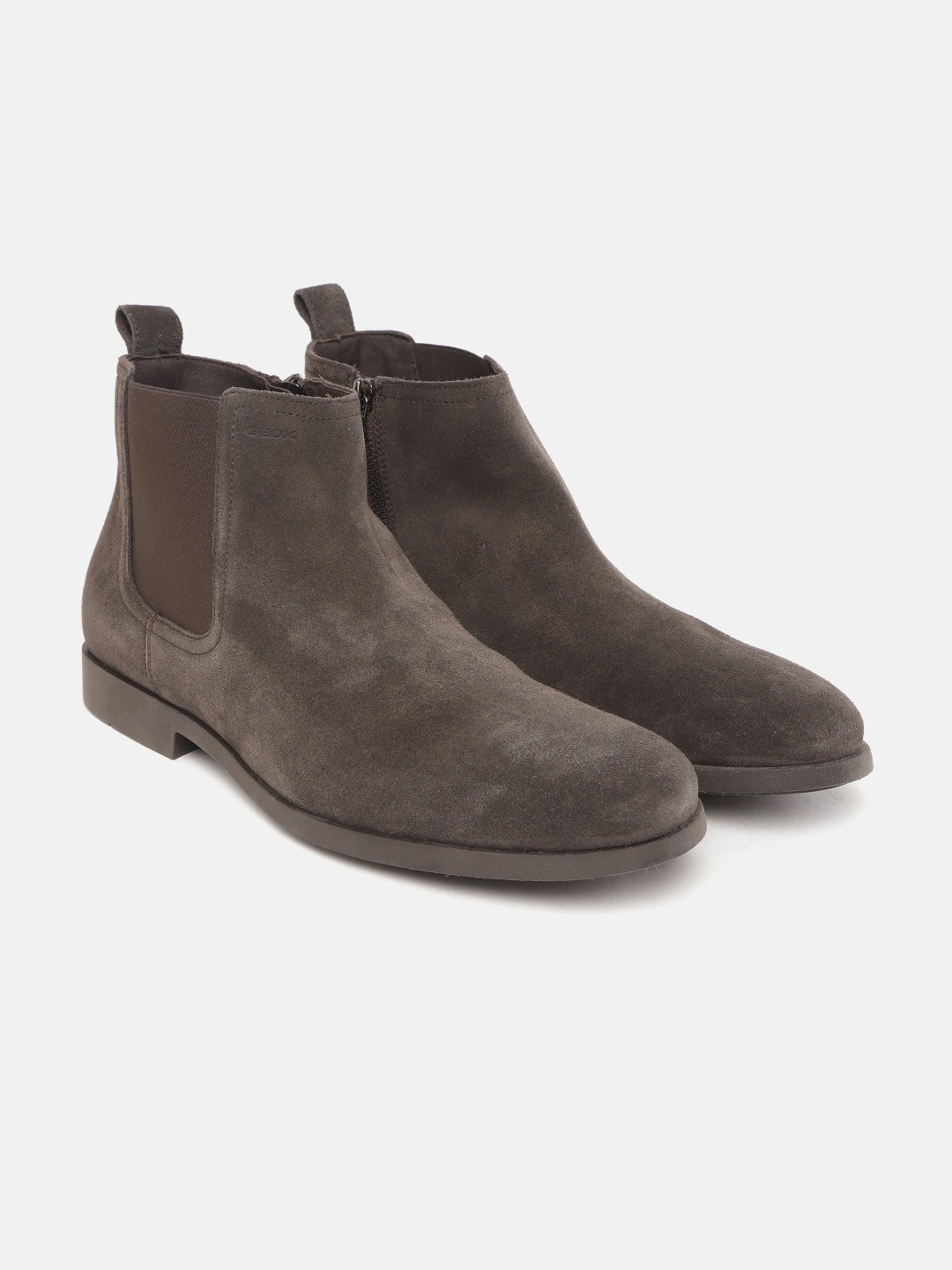 

Geox Men Coffee Brown Leather Flat Boots