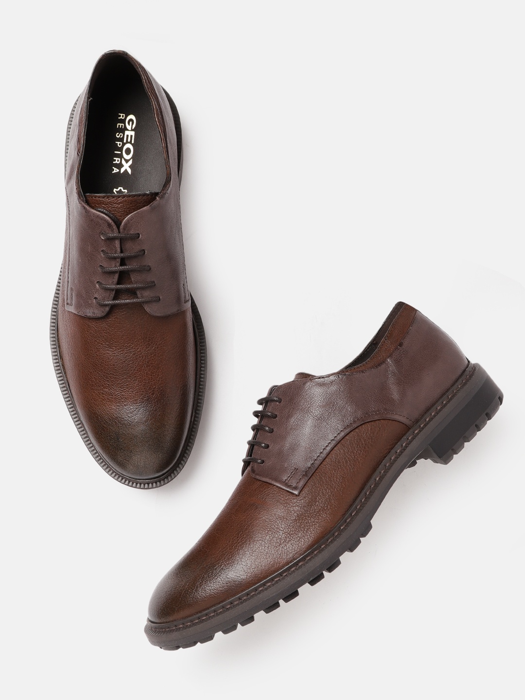 

Geox Men Brown Solid Leather Formal Derbys