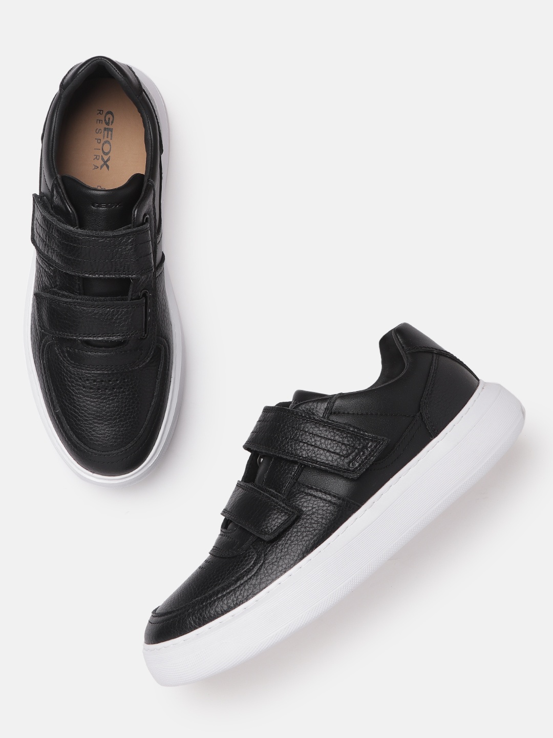 

Geox Men Black Leather Sneakers