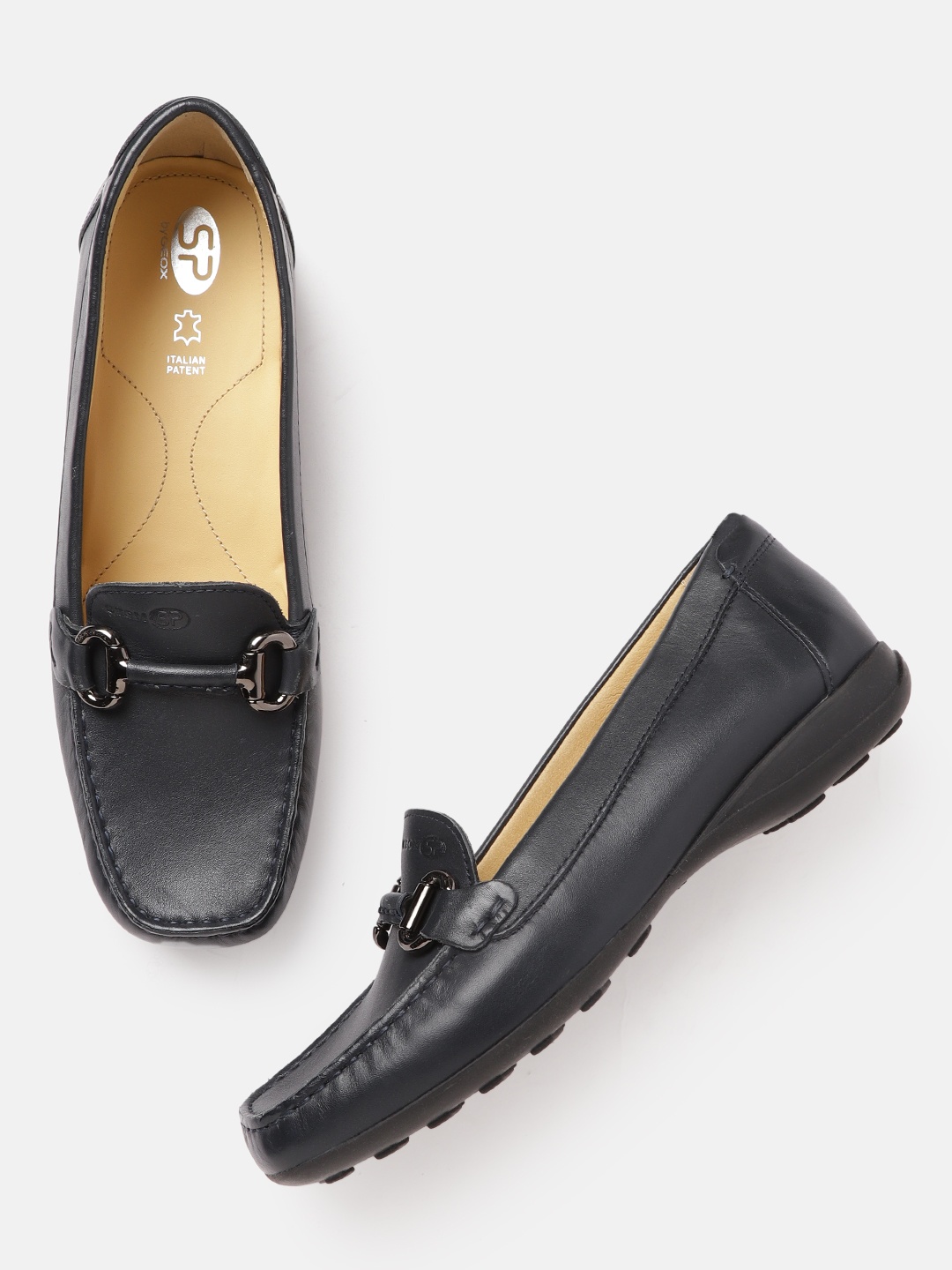 

Geox Women Navy Blue Leather Loafers