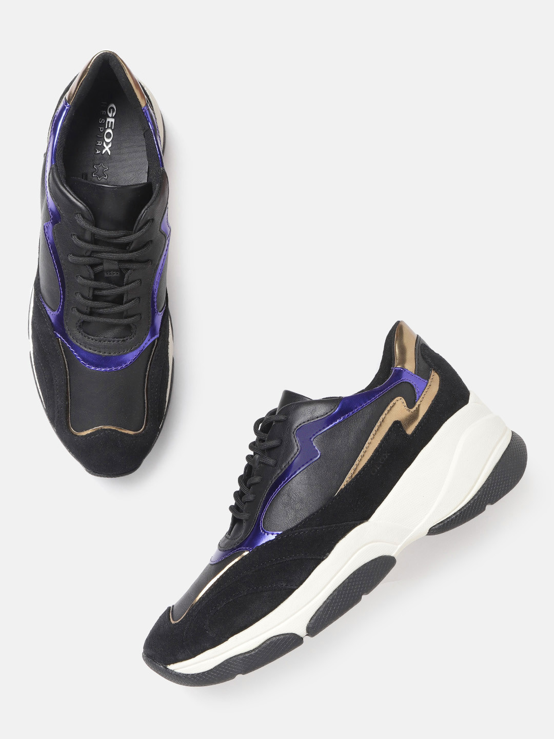 

Geox Women Black Printed Leather Sneakers