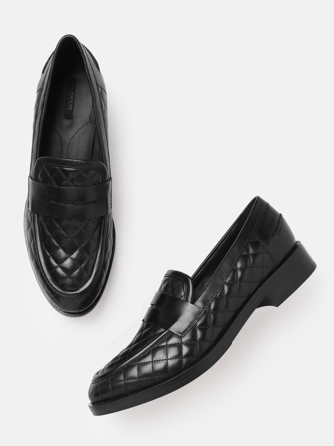 

Geox Women Black Textured Leather Loafers