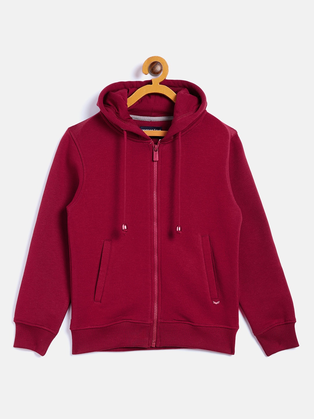 

Crimsoune Club Girls Maroon Solid Hooded Sweatshirt