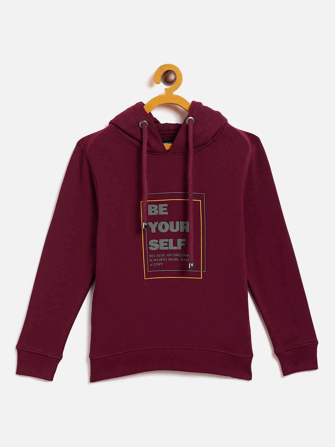 

Crimsoune Club Girls Maroon Typography Print Hooded Sweatshirt