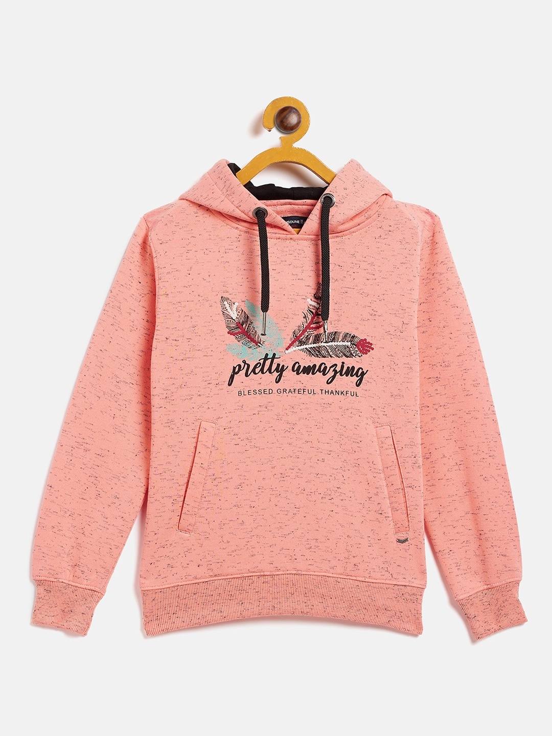

Crimsoune Club Girls Pink Graphic Print Hooded Sweatshirt