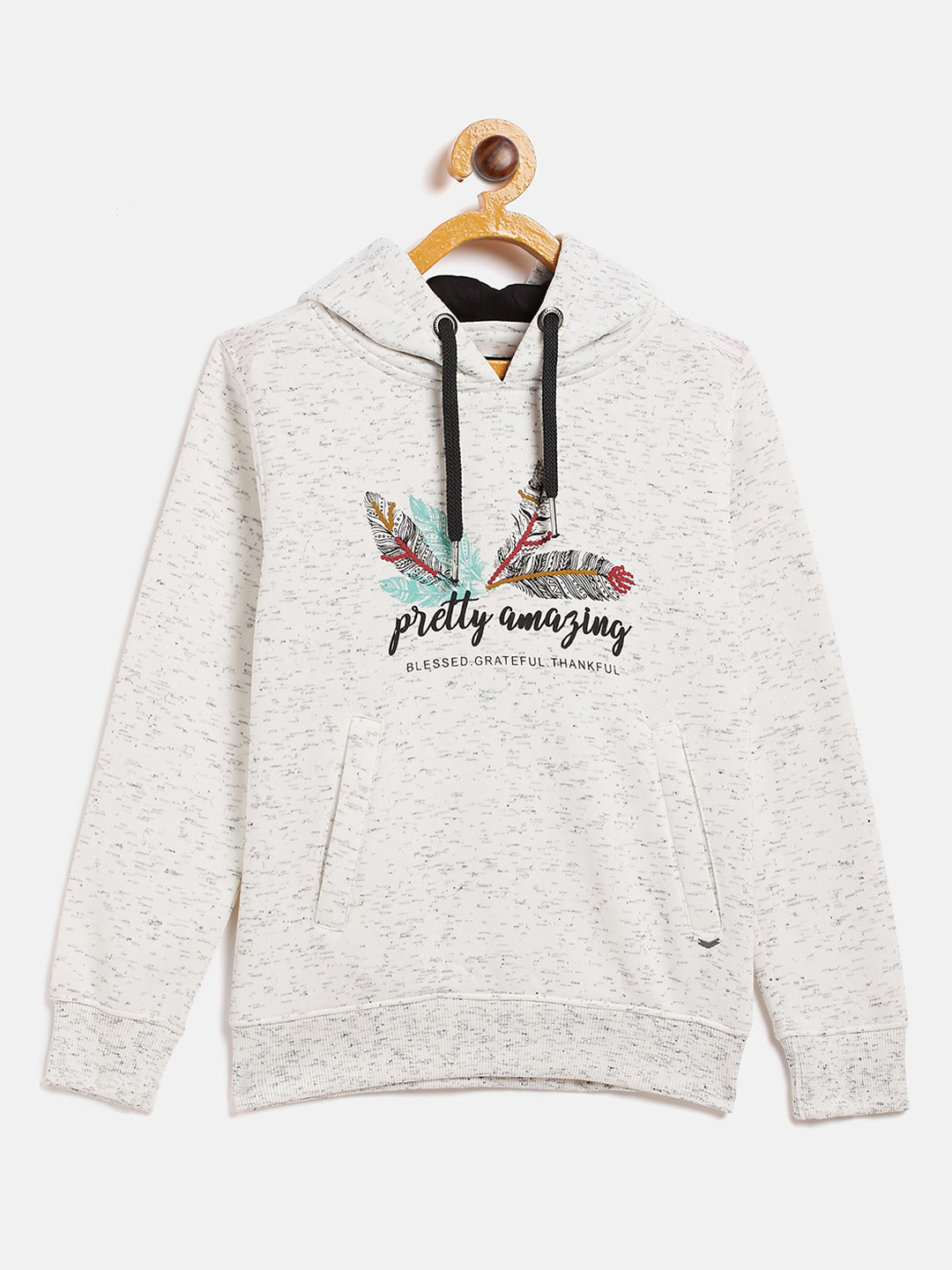 

Crimsoune Club Girls Off-White Typography Print Hooded Sweatshirt
