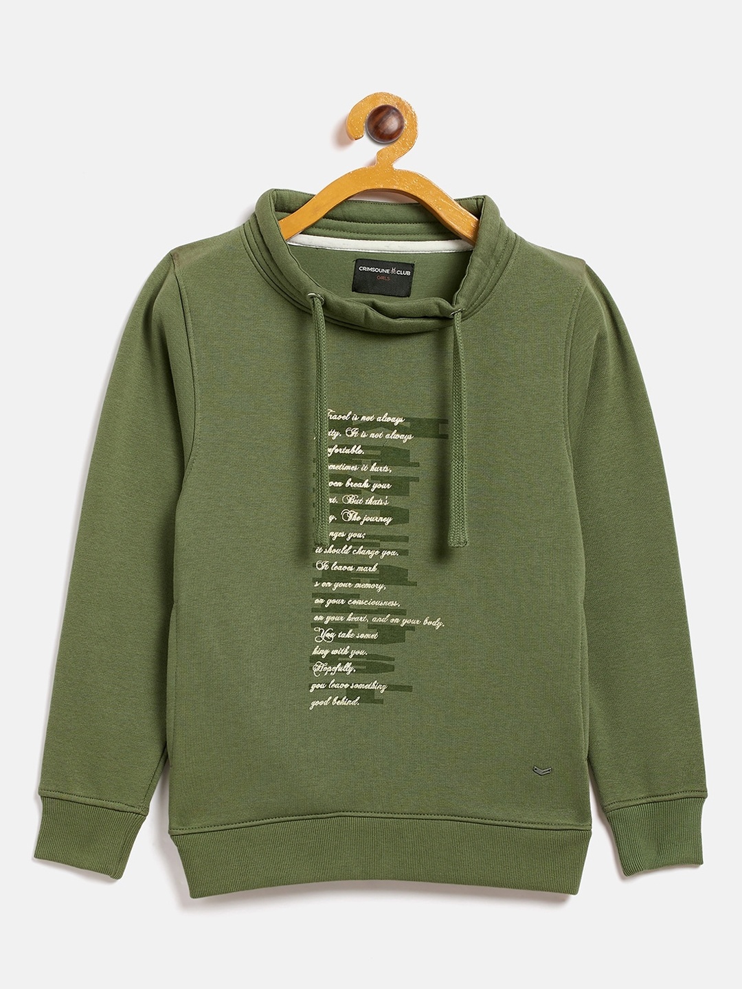 

Crimsoune Club Girls Green Typography Print Sweatshirt