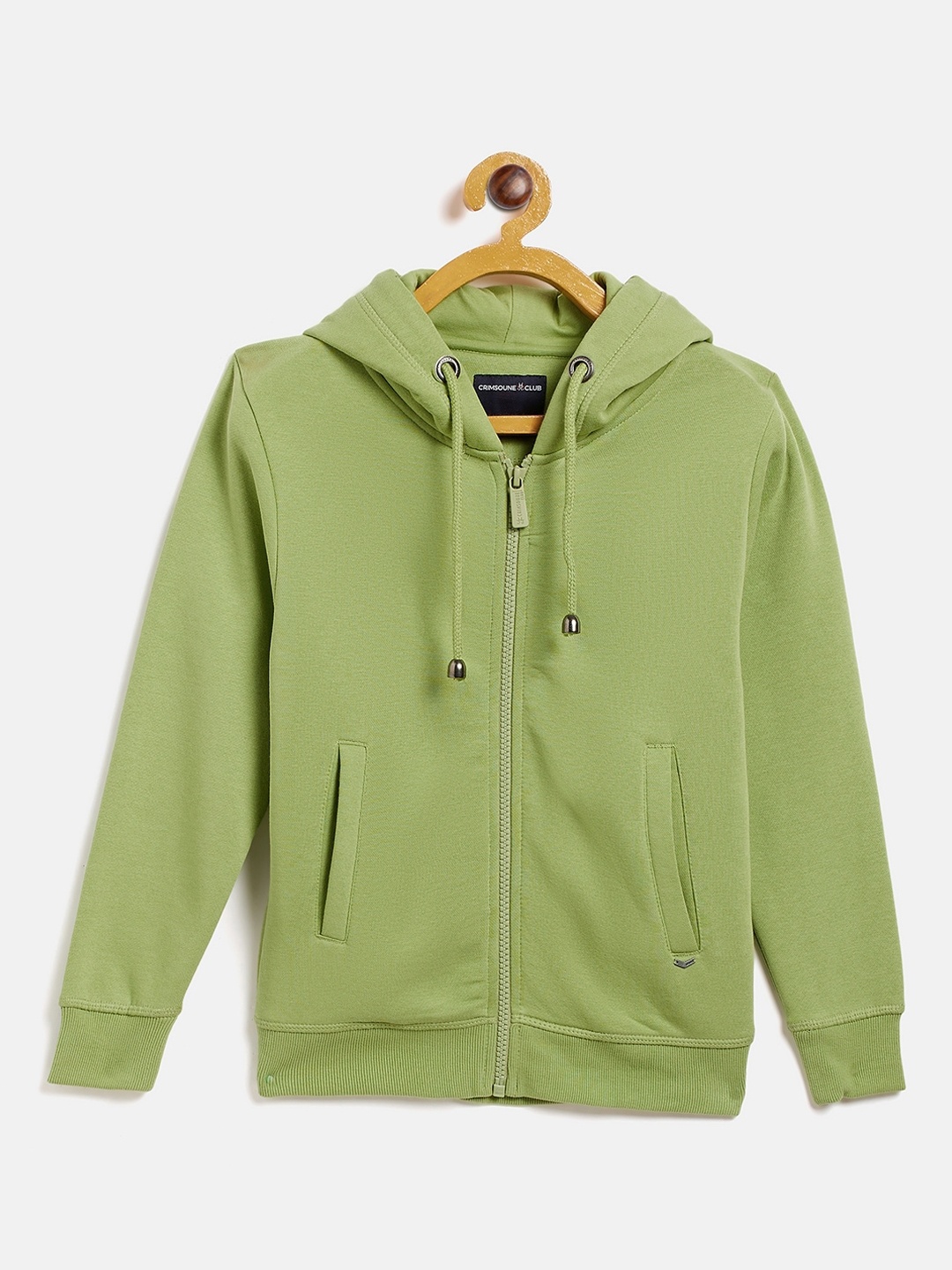 

Crimsoune Club Girls Green Solid Hooded Sweatshirt