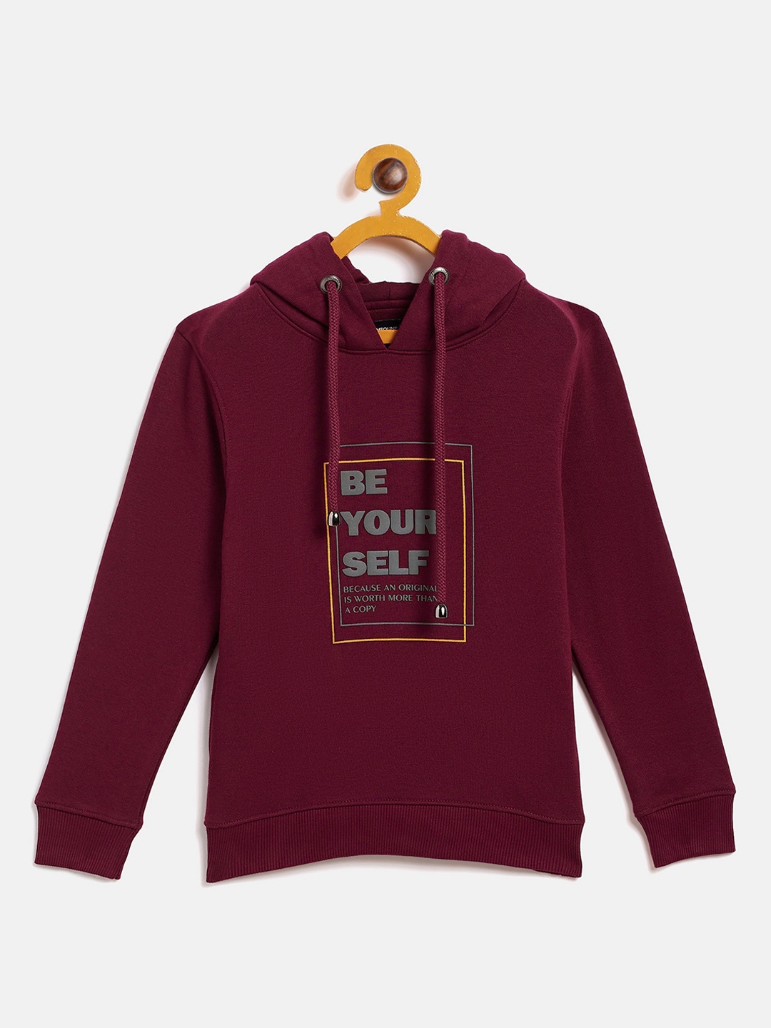 

Crimsoune Club Girls Maroon Typography Print Hooded Sweatshirt