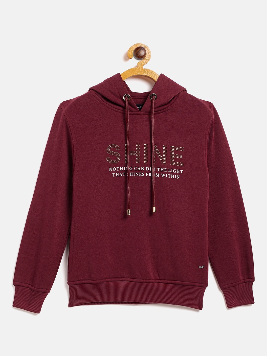 

Crimsoune Club Girls Maroon Printed Hooded Sweatshirt