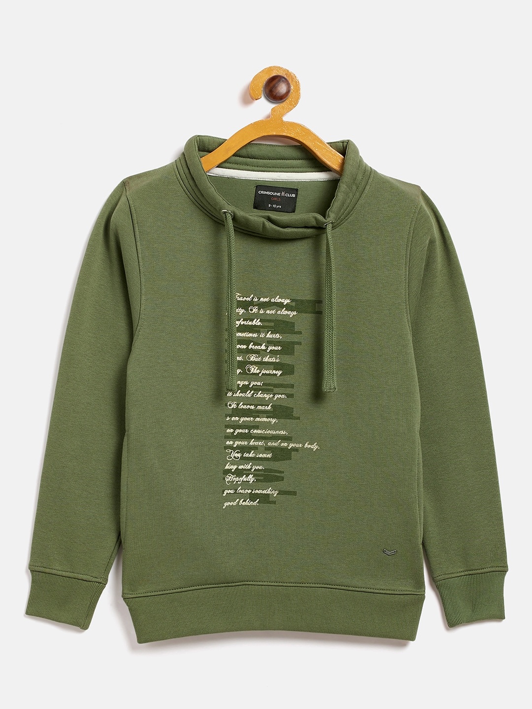 

Crimsoune Club Girls Green Typography Print Sweatshirt