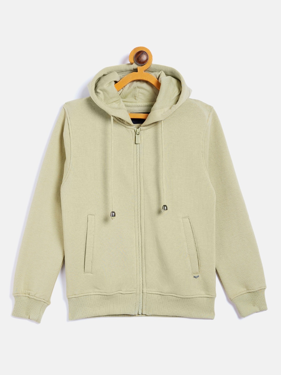 

Crimsoune Club Girls Olive Green Solid Hooded Sweatshirt