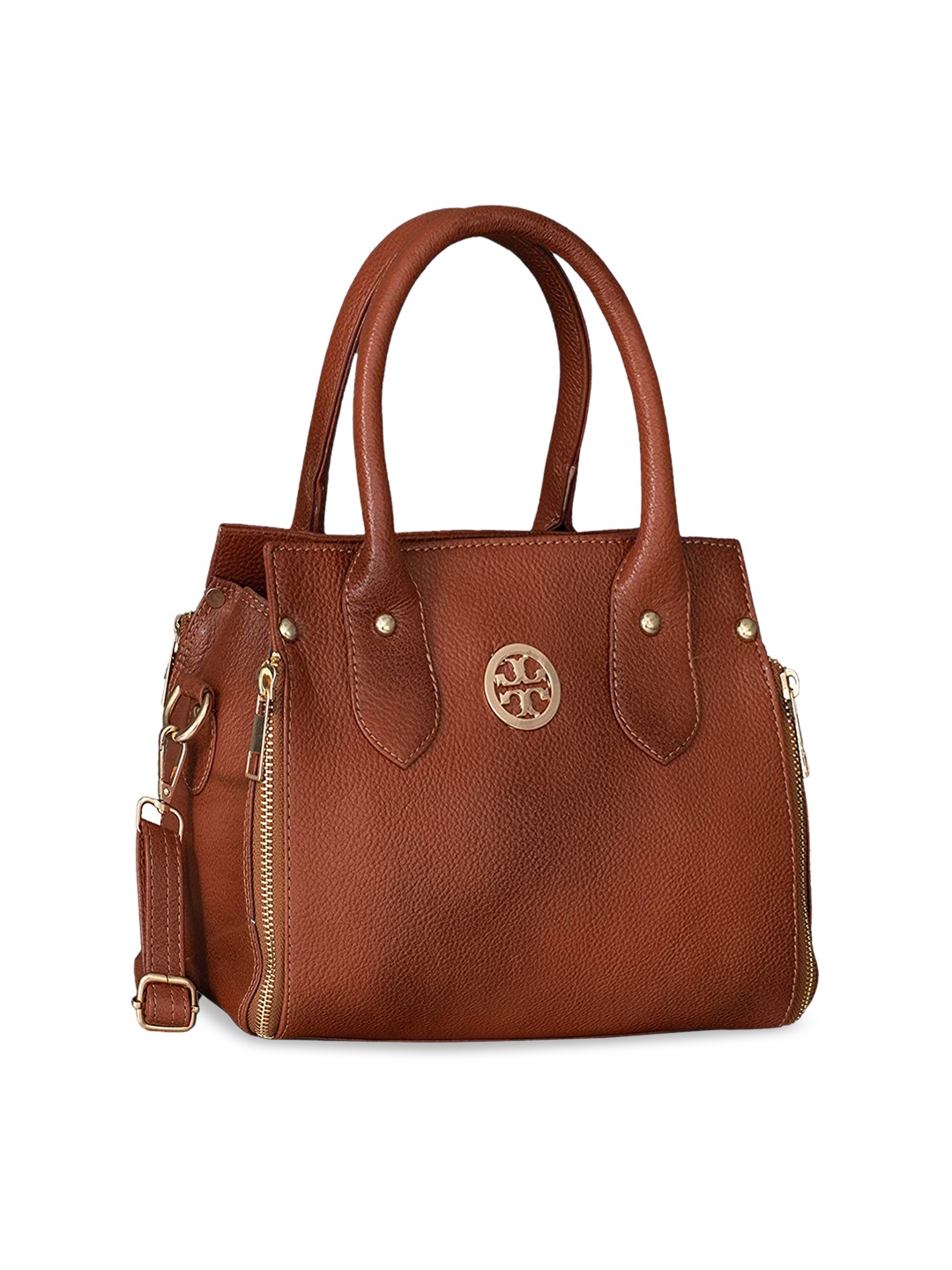 

HiLEDER Pure Leather Textured Structured Handheld Bag, Tan