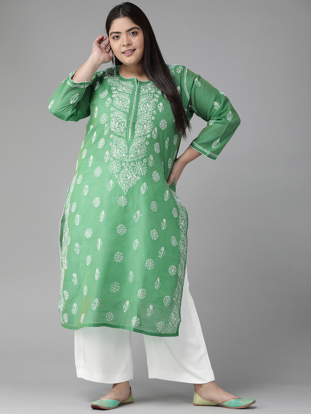 

ADA Women Green Ethnic Motifs Handloom Handloom Kurta