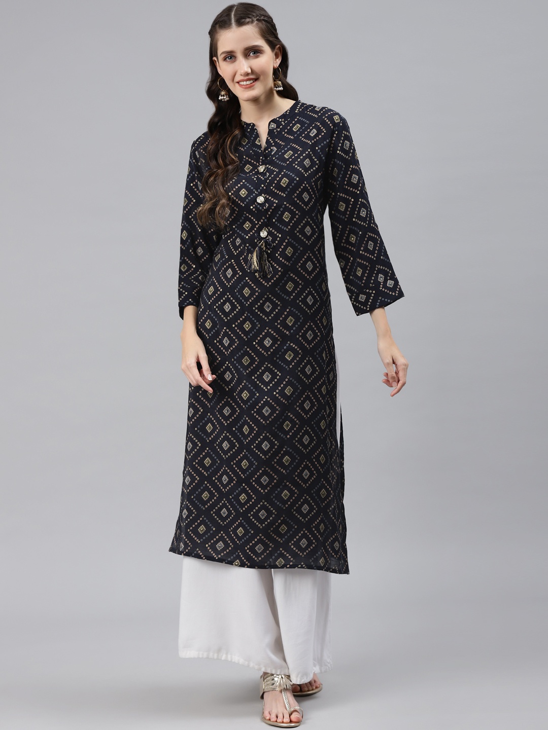 

Readiprint Fashions Women Black Bandhani Printed Kurta
