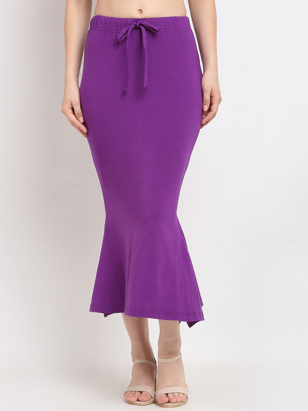 

Sugathari Women Purple Solid Mermaid Like-Fit Saree Shapewear