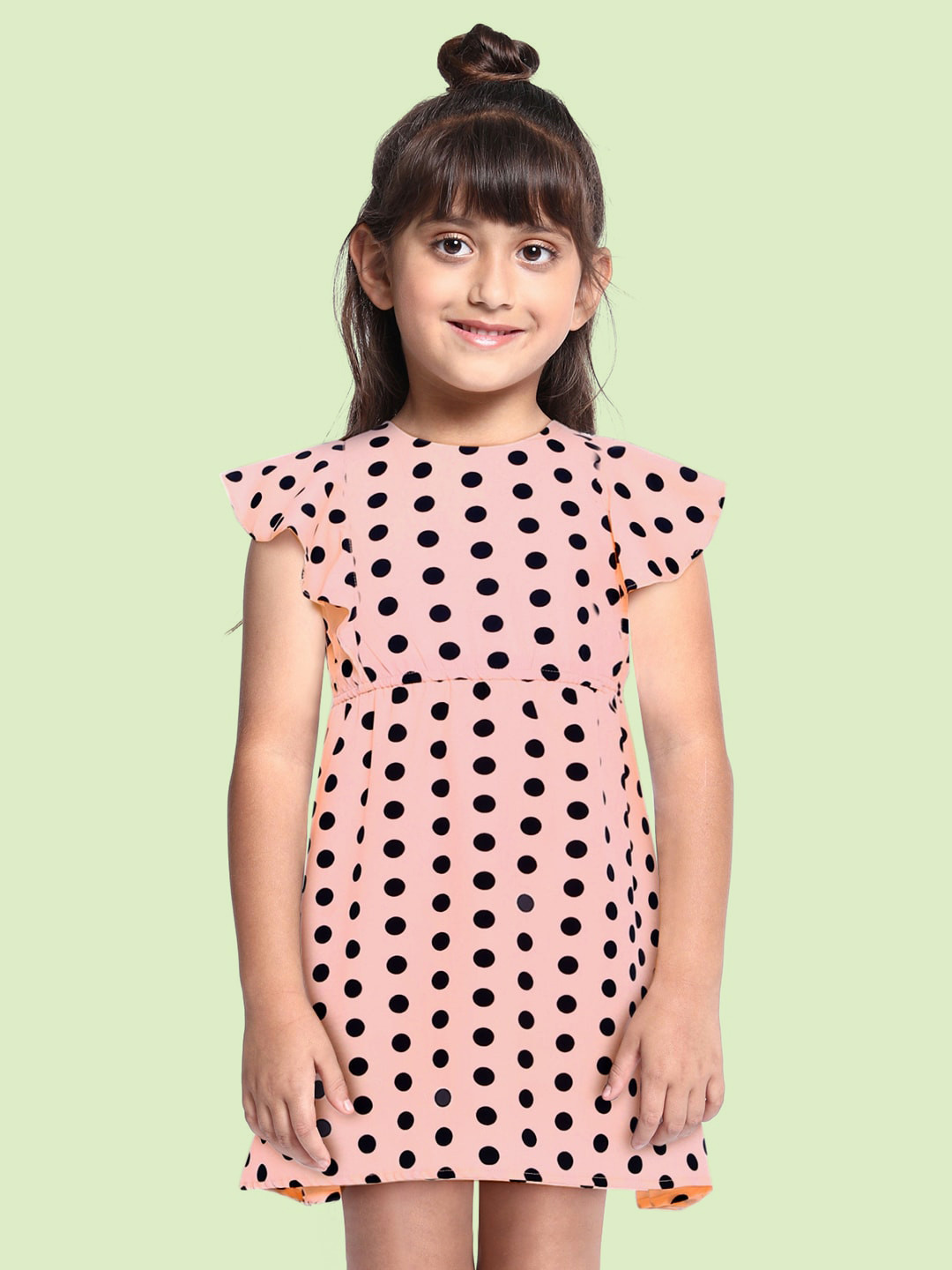 

K&U Peach-Coloured Printed Dress