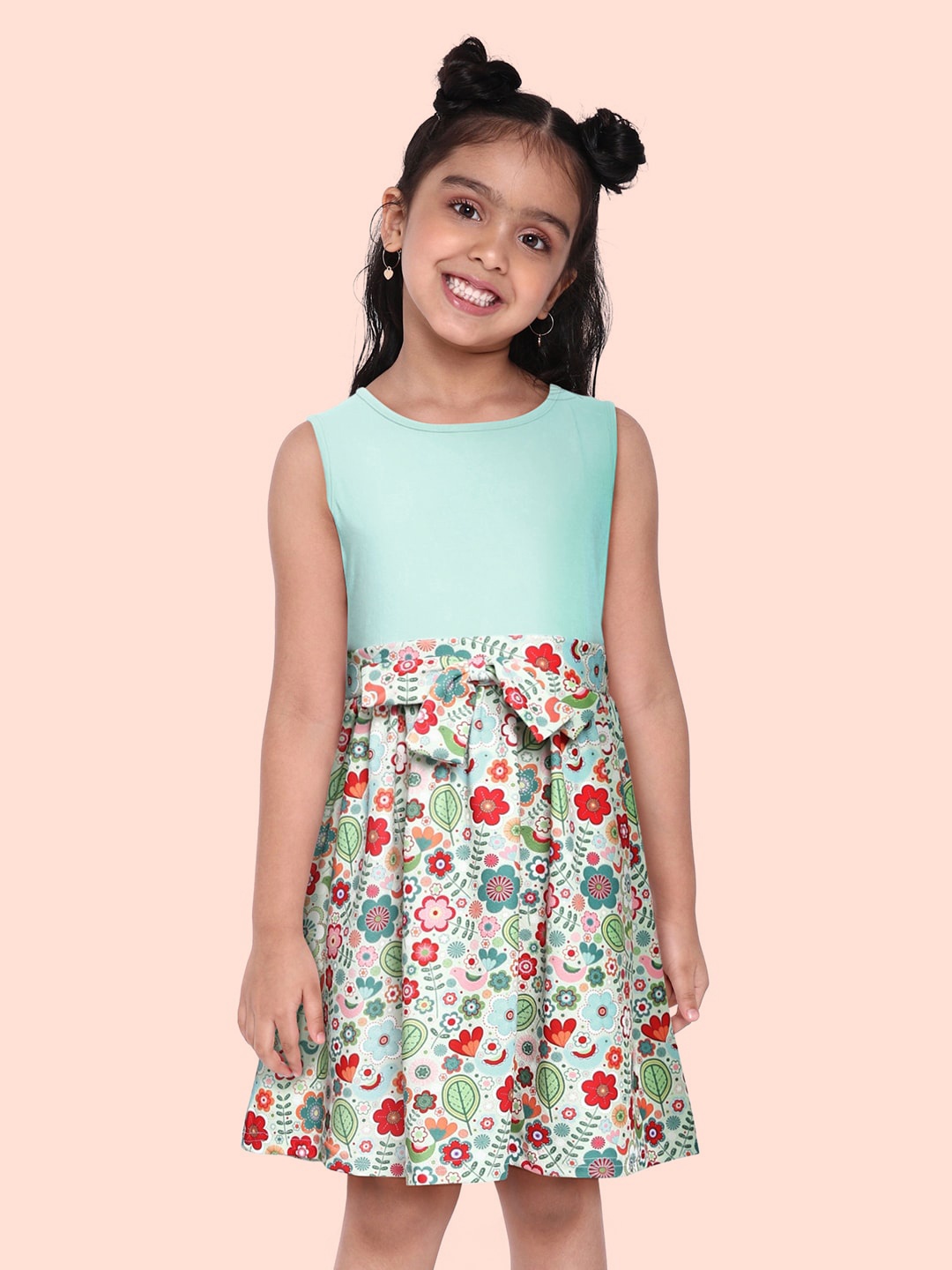 

K&U Green & Turquoise Blue Floral Dress