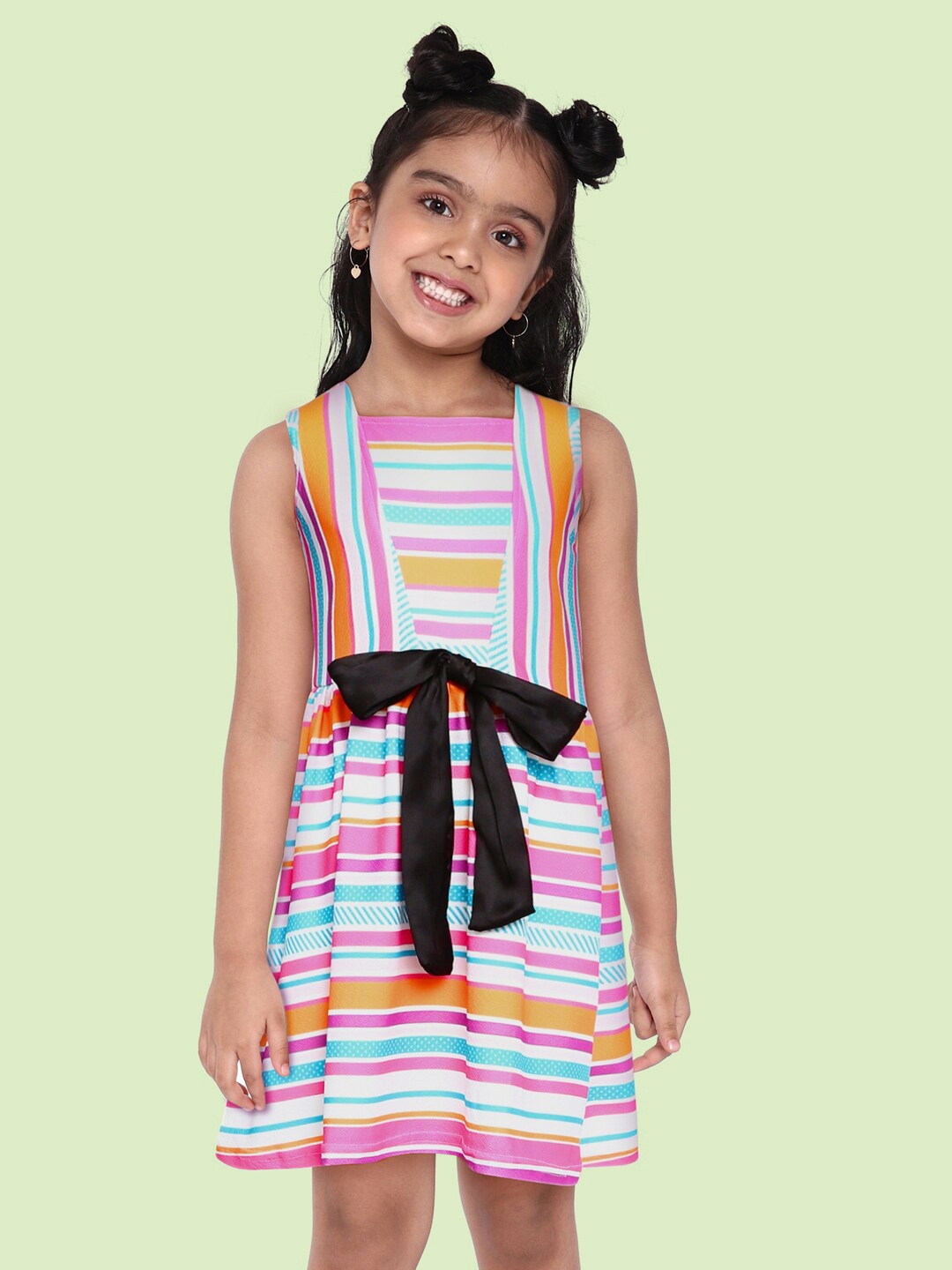 

K&U Pink & Orange Striped Dress