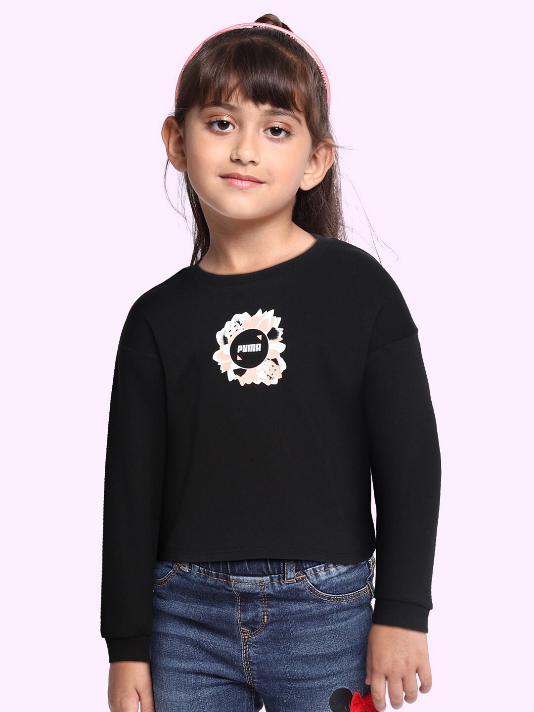 

Puma Girls Black Alpha Crew Printed Sweatshirt