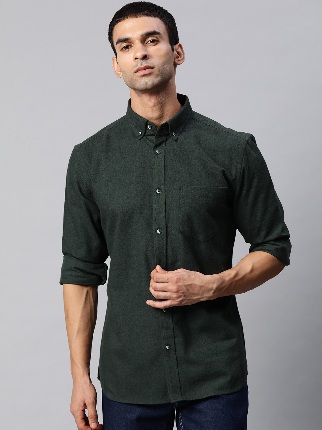 

Marks & Spencer Men Green Opaque Casual Shirt