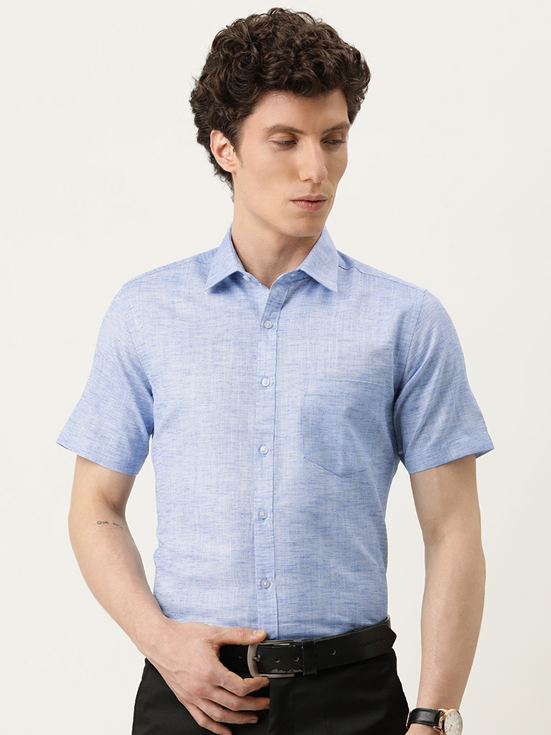

IVOC Men Blue Opaque Formal Shirt