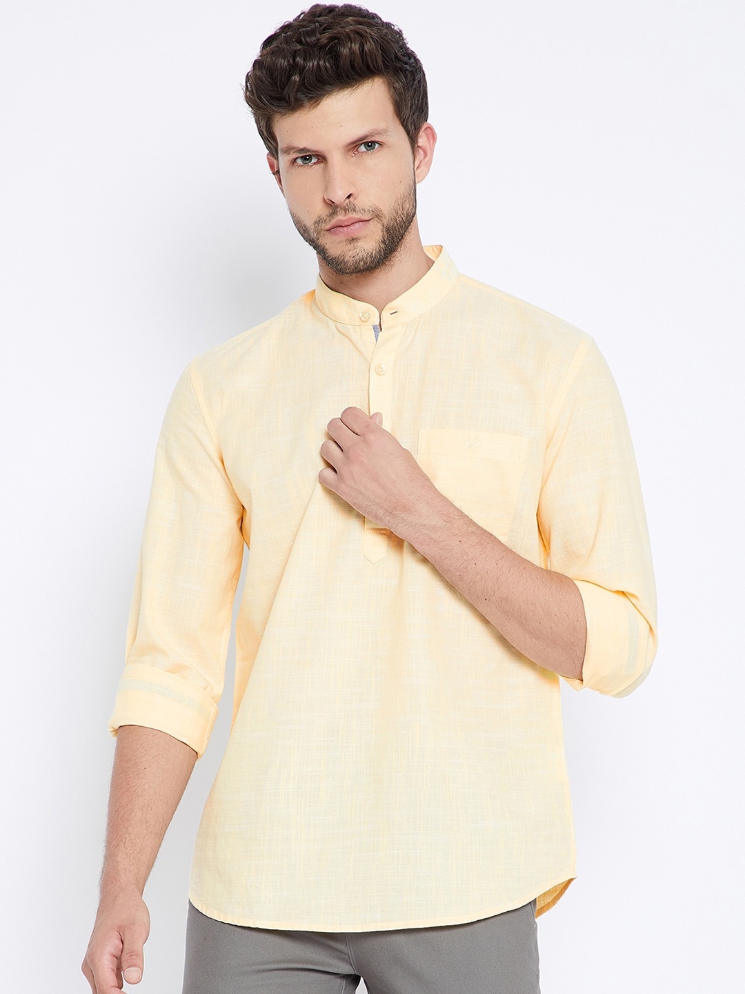 

Crimsoune Club Men Yellow Cotton Kurta