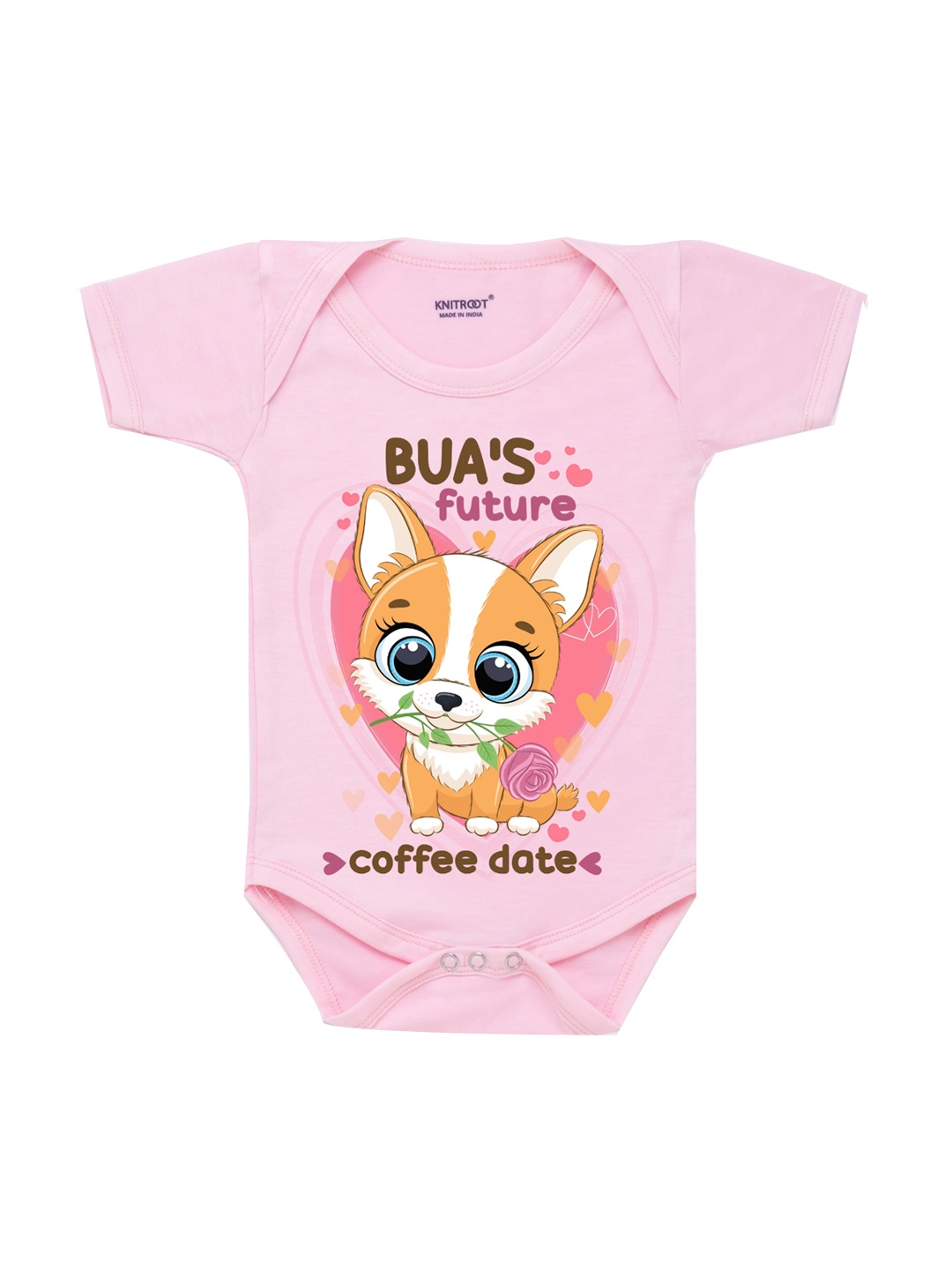 

KNITROOT Infant Kids Pink & Orange Coffee Date Printed Cotton Bodysuit