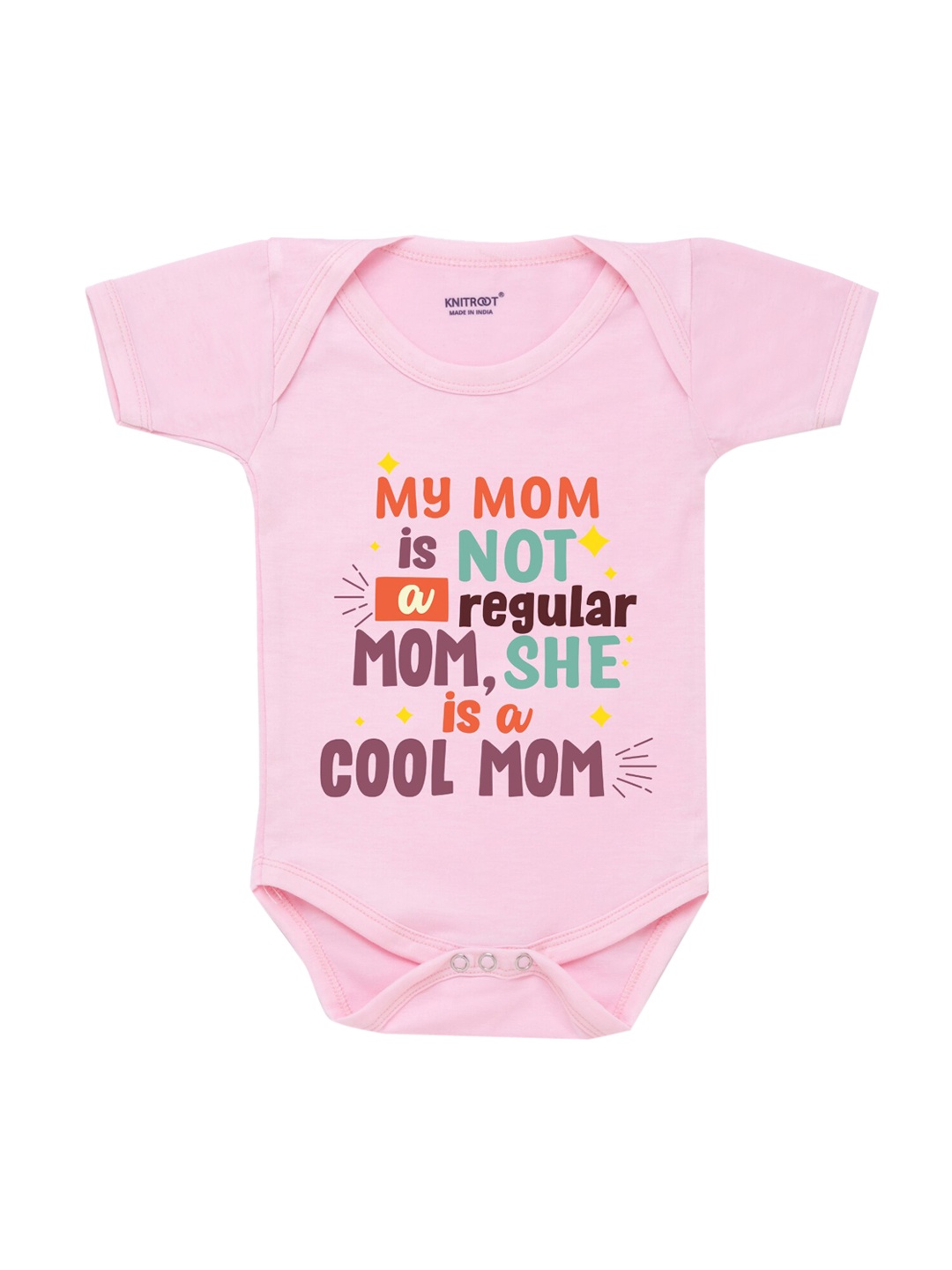 

KNITROOT Infant Kids Pink & Red Printed Cotton Bodysuit