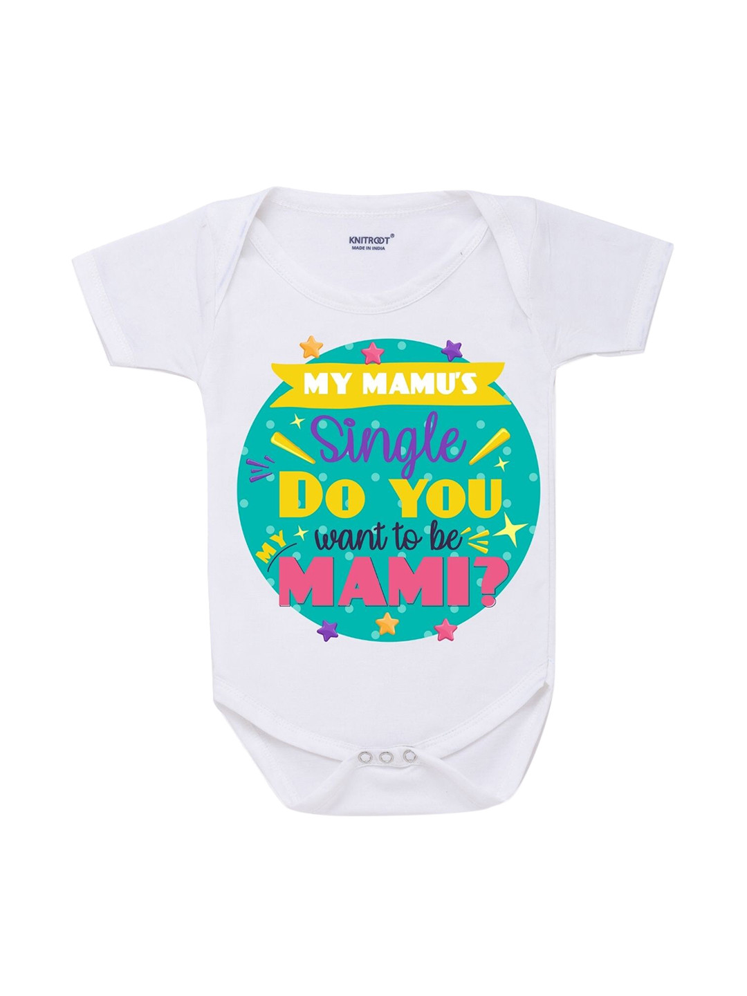 

KNITROOT Infant Kids White & Yellow Printed Cotton Bodysuit