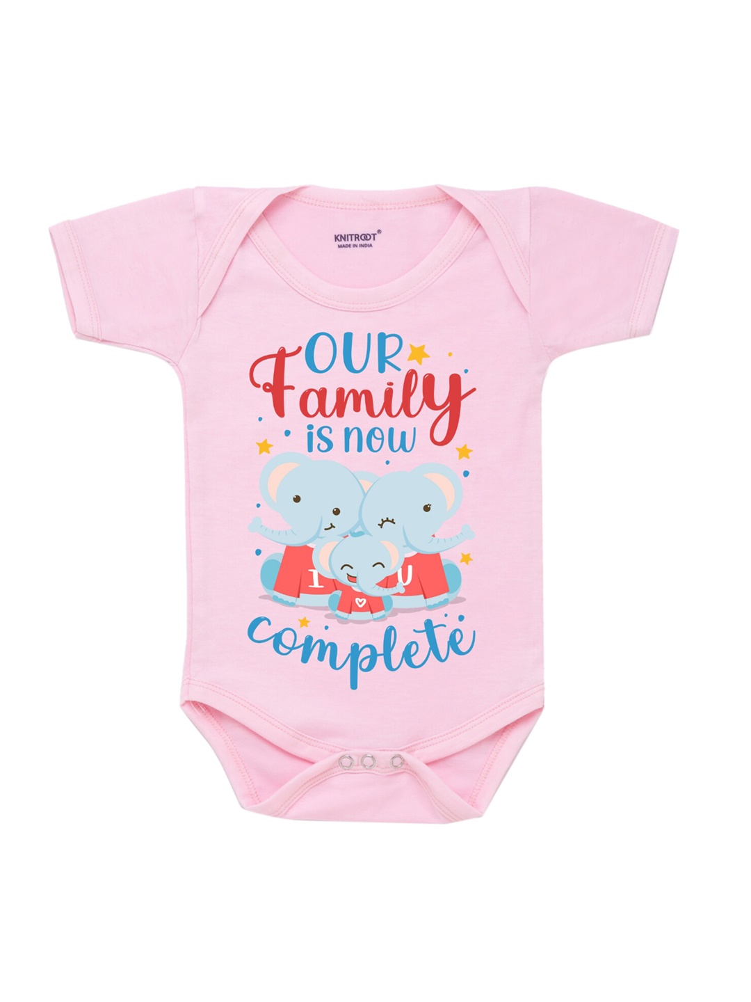 

KNITROOT Infant Kids Pink & Blue Printed Cotton Bodysuit