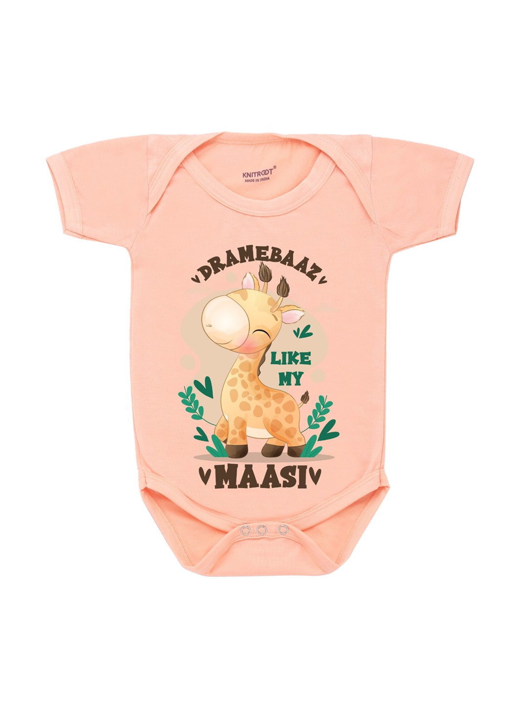 

KNITROOT Infants Kids Peach-Coloured & Yellow Printed Regular Fit Cotton Bodysuit
