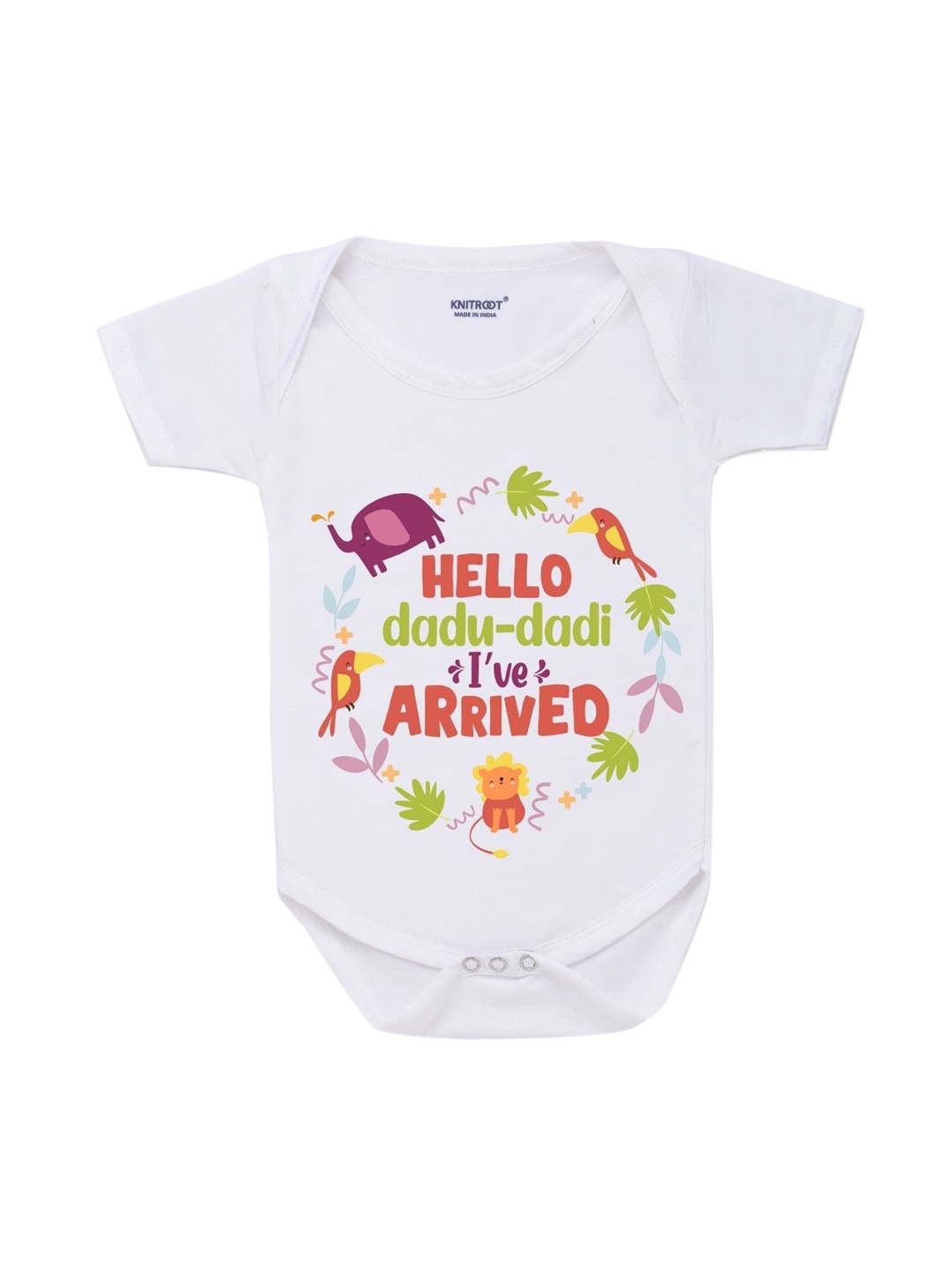 

KNITROOT Infants Kids White & Orange Printed Regular-Fit Cotton Bodysuit