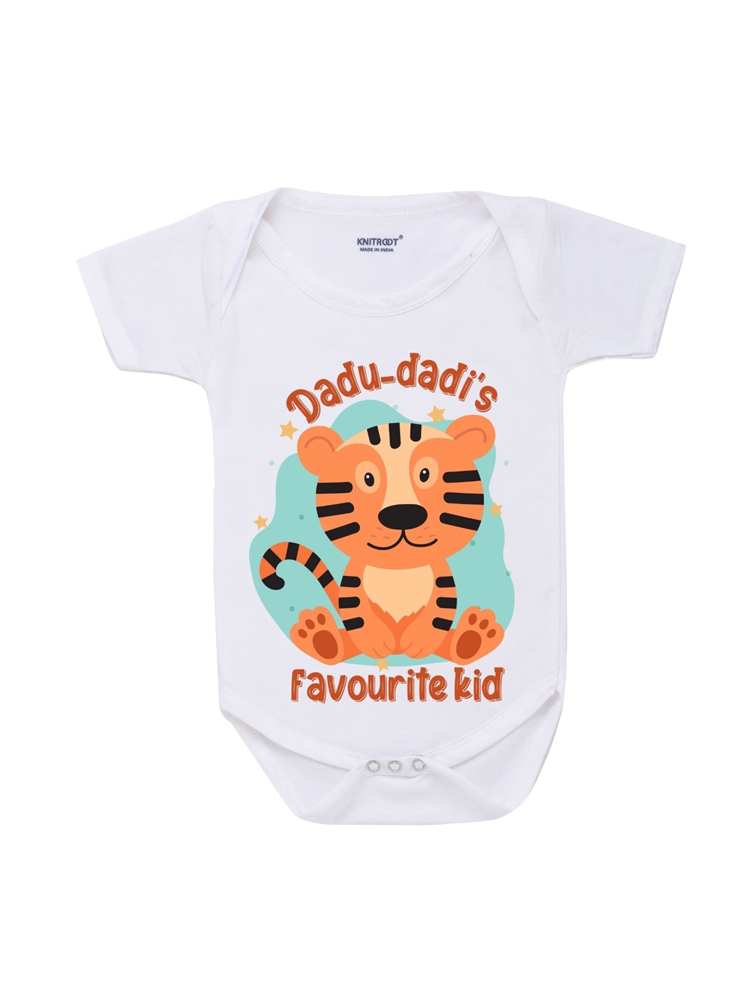 

KNITROOT Infants Kids White & Orange Printed Regular Fit Bodysuit