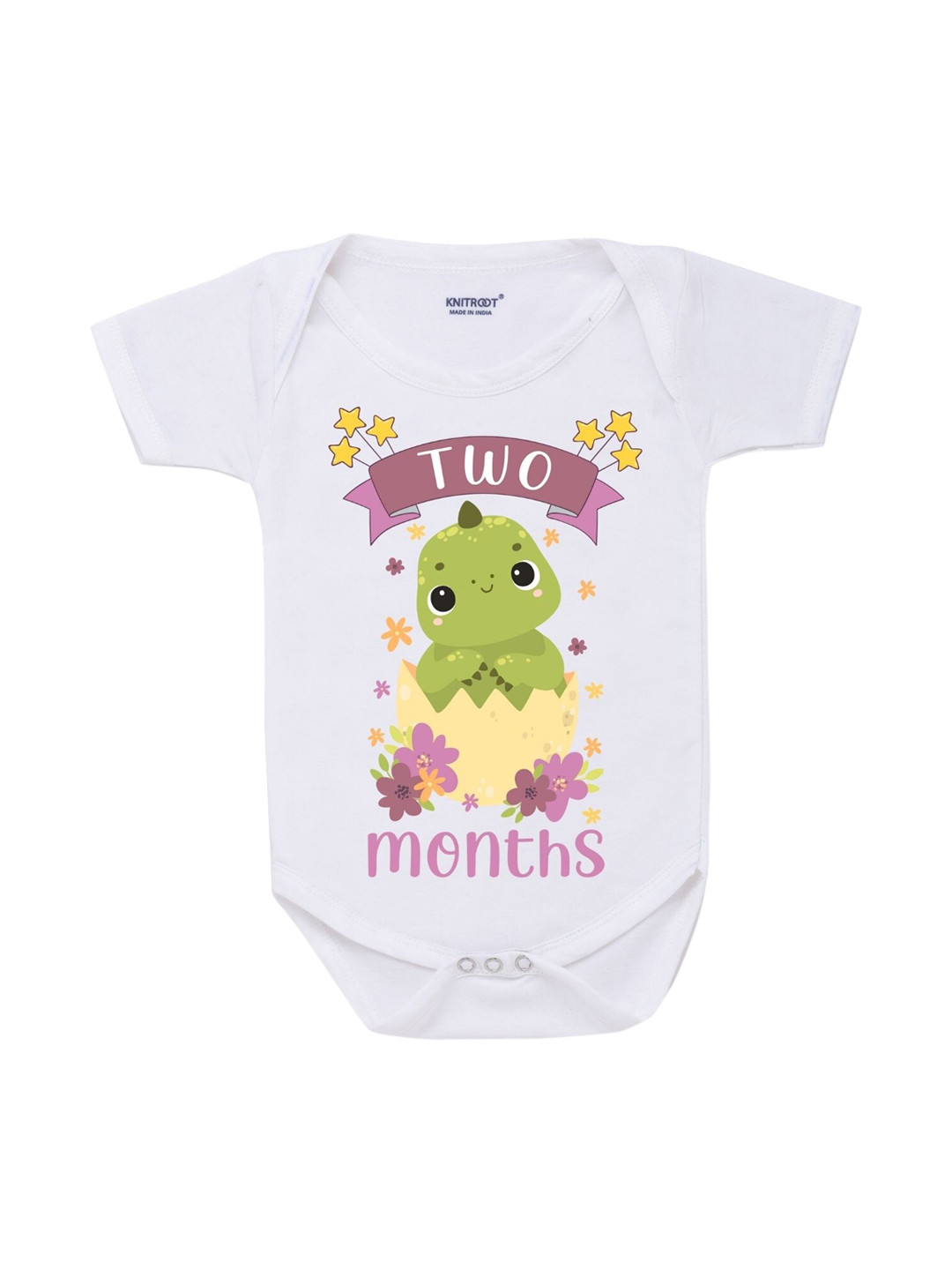 

KNITROOT Infants Kids White & Yellow Printed Regular Fit Bodysuit