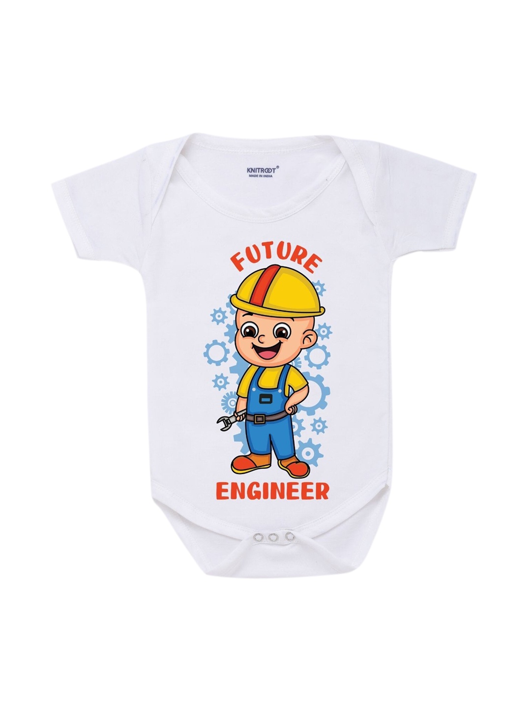 

Knitroot Infants Kids White & Yellow Printed Regular-Fit Cotton Bodysuit