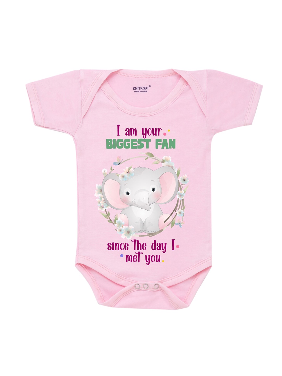 

KNITROOT Infant Kids Pink Printed Cotton Bodysuit