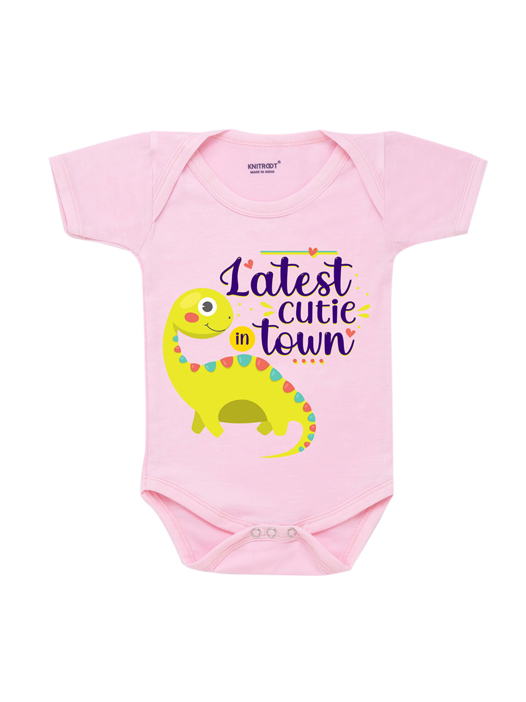 

KNITROOT Infant Kids Pink & Yellow Printed Cotton Bodysuit