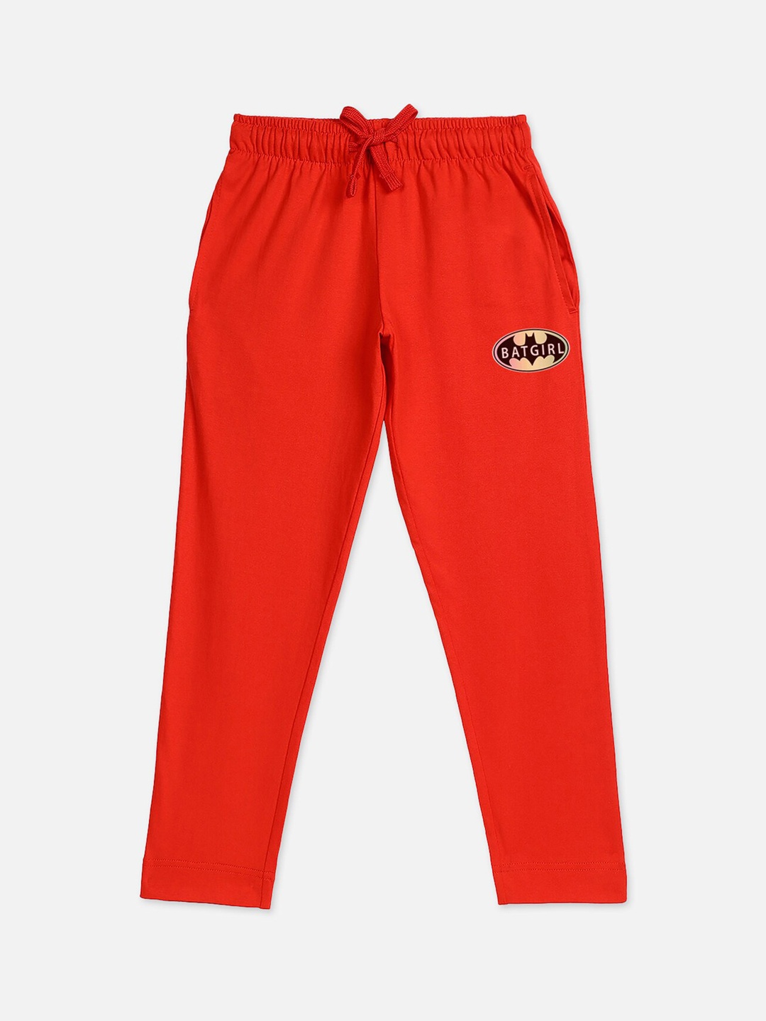 

Kids Ville Girls Pure Cotton Batgirl Print Lounge Pants, Red