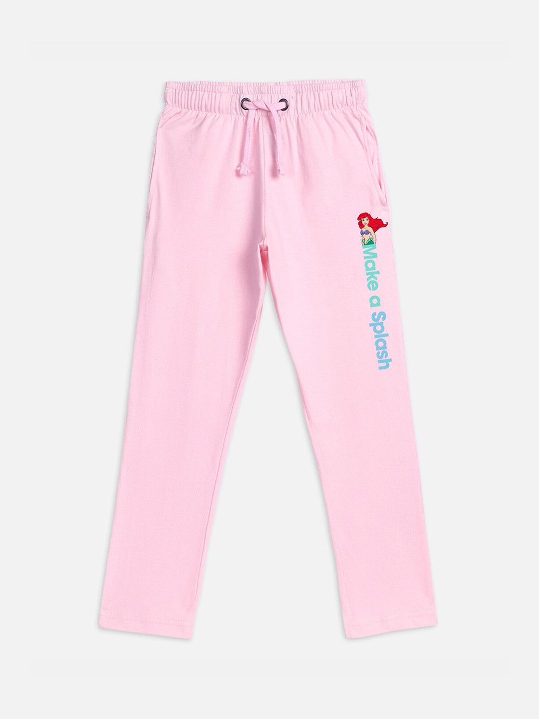 

Kids Ville Girls Pink Cotton Disney Princess Printed Lounge Pants