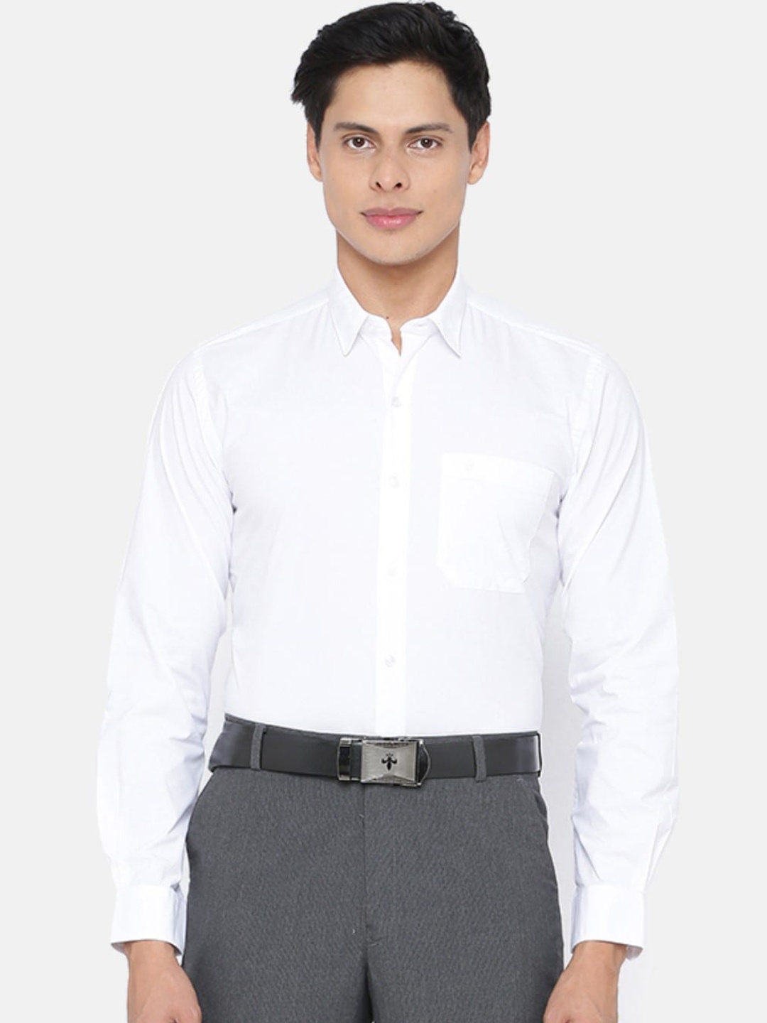 

Ramraj Men White Slim Fit Opaque Cotton Formal Shirt